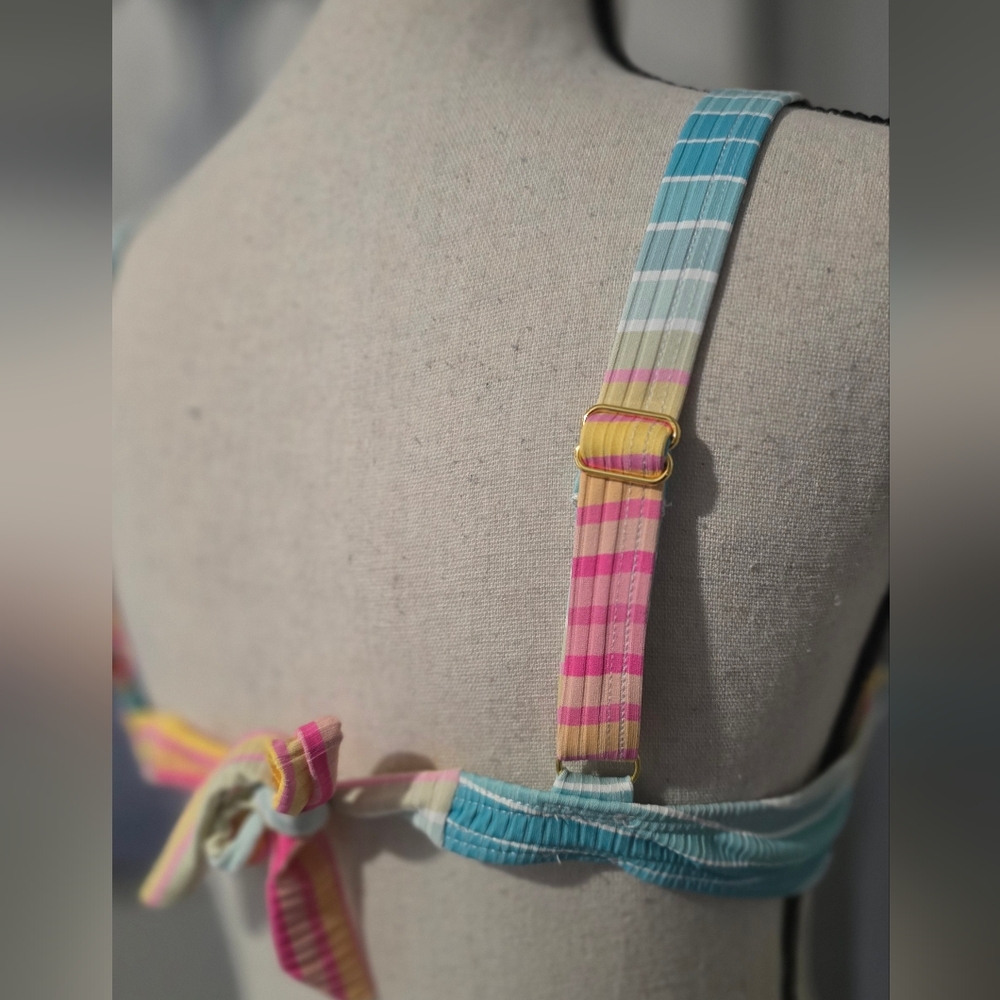 Blushing Brunette Colorful Striped Bikini Top - Picture 4 of 8